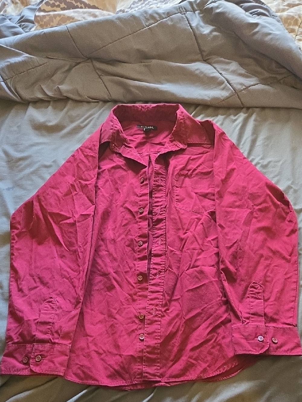 George Boys Button-Down Shirt in Maroon